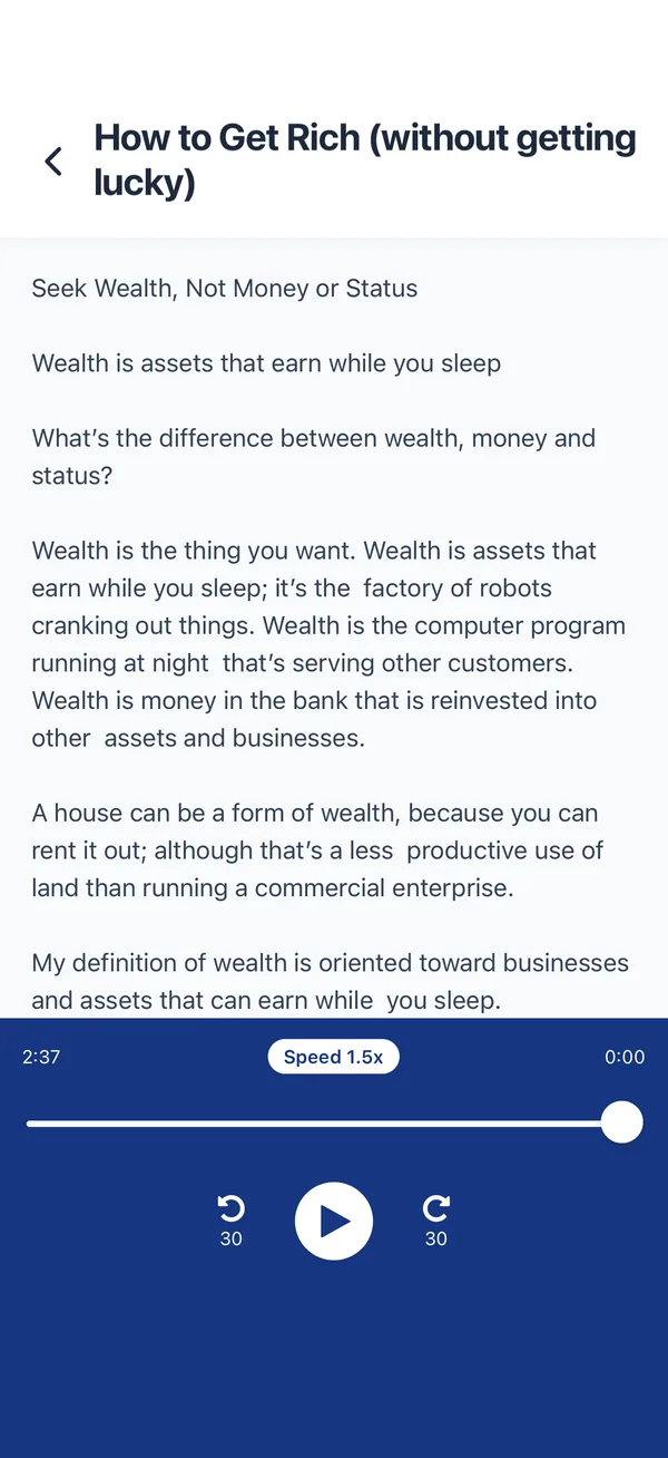 Frateca app — listening to an article